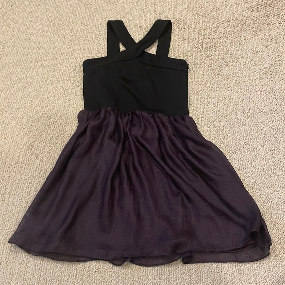 NWT Sally Miller girls dress sz Large (12) halter black purple chiffon skirt